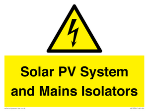 Solar PV System and Mains Isolators
